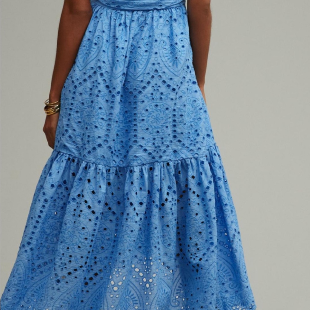 Maeve Eyelet Wrap Midi dress by Anthropologie 4P - Picture 5 of 16